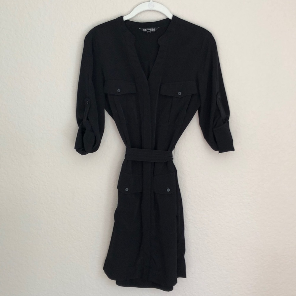 Express Black Utility Shirt Dress